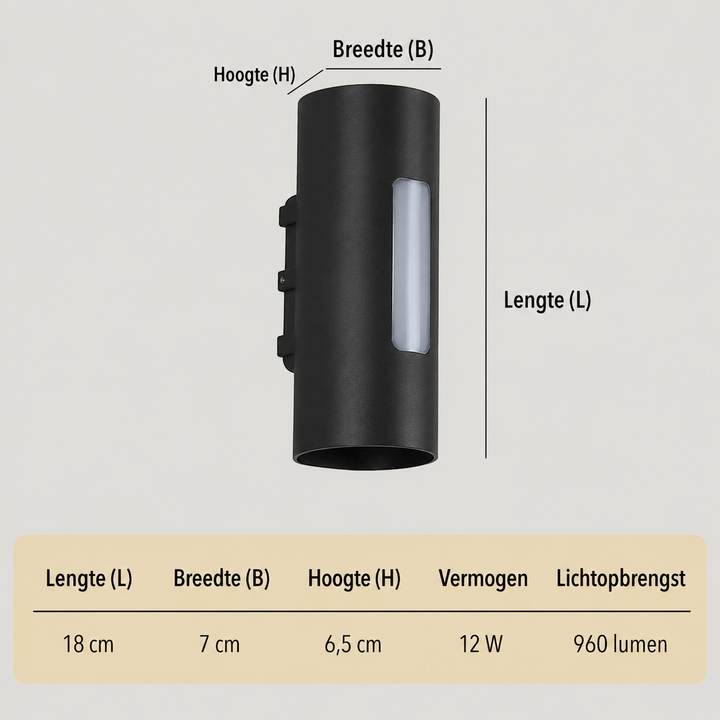 Buitenwandlamp IP65 rond – aluminium en acryl, zwart