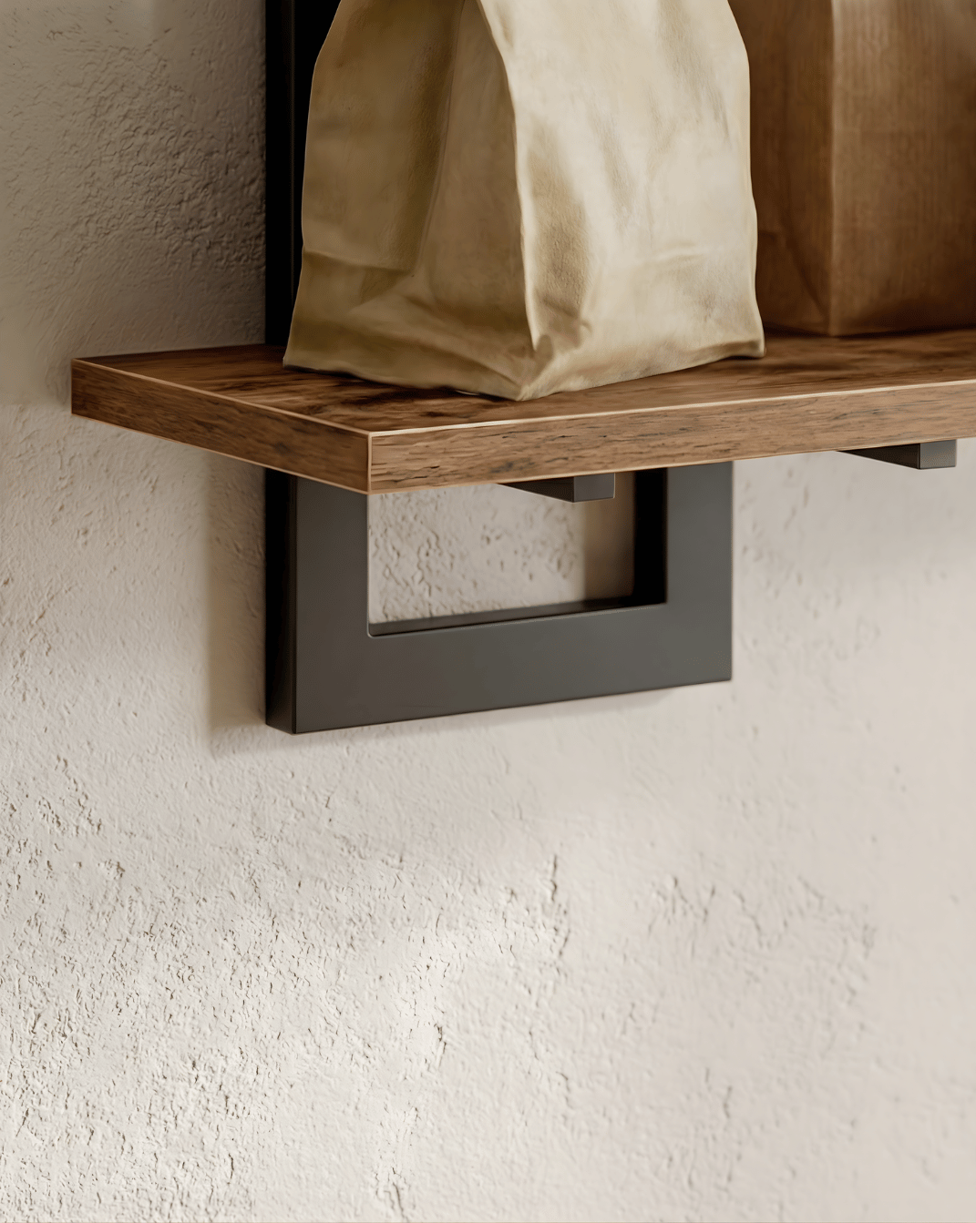 Wandplank 2-laags – hout met metalen beugels