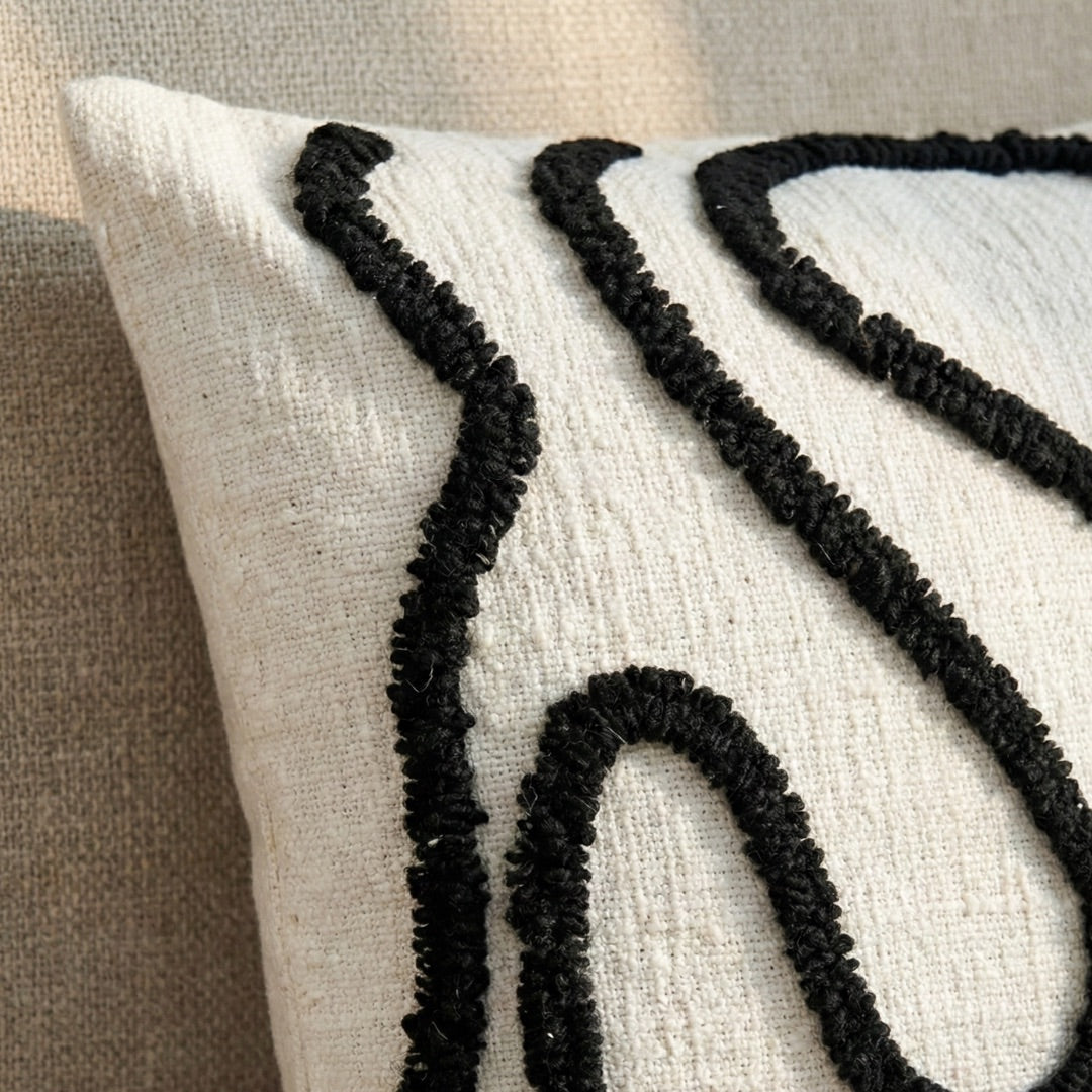 Kussenhoes chenille met geometrisch reliëf – 45 x 45 cm
