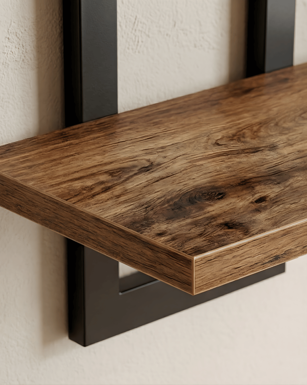 Wandplank 2-laags – hout met metalen beugels