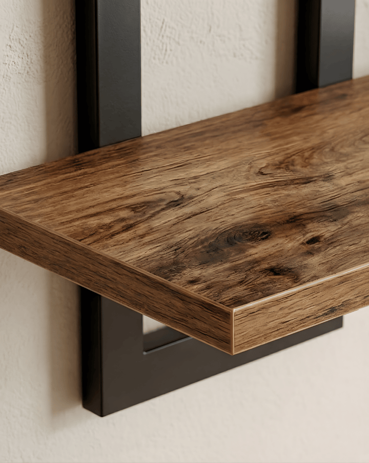 Wandplank 2-laags – hout met metalen beugels
