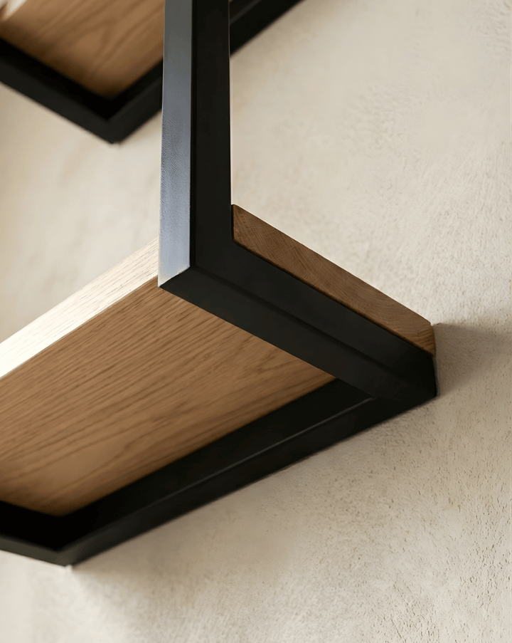Handdoekrek 2-laags – hout met zwart stalen frame, 77 cm