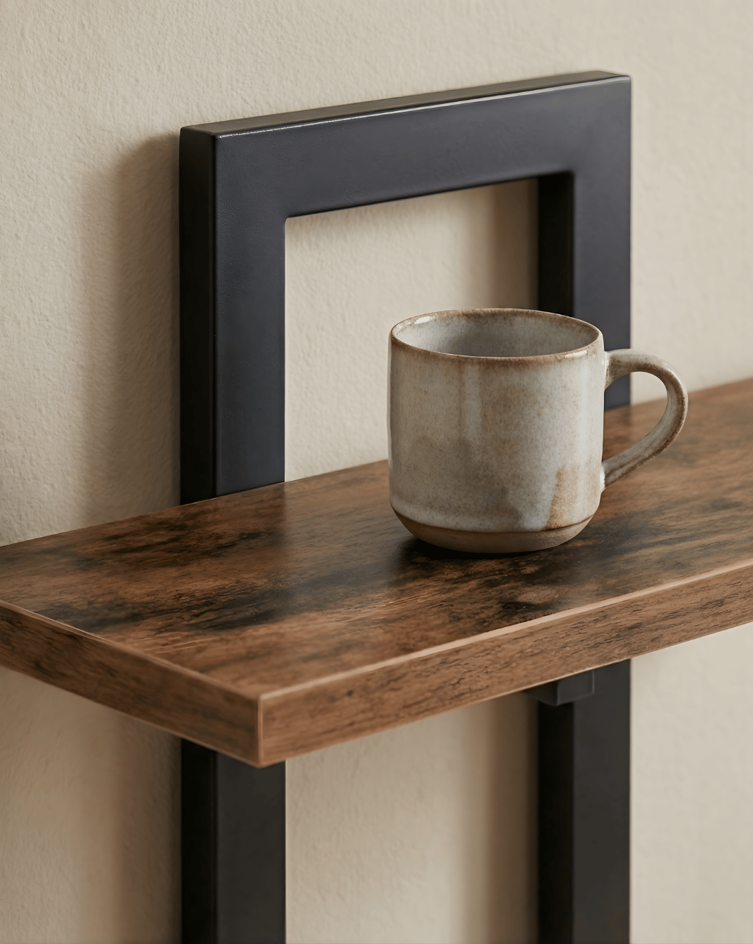 Wandplank 2-laags – hout met metalen beugels