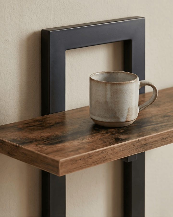Wandplank 2-laags – hout met metalen beugels