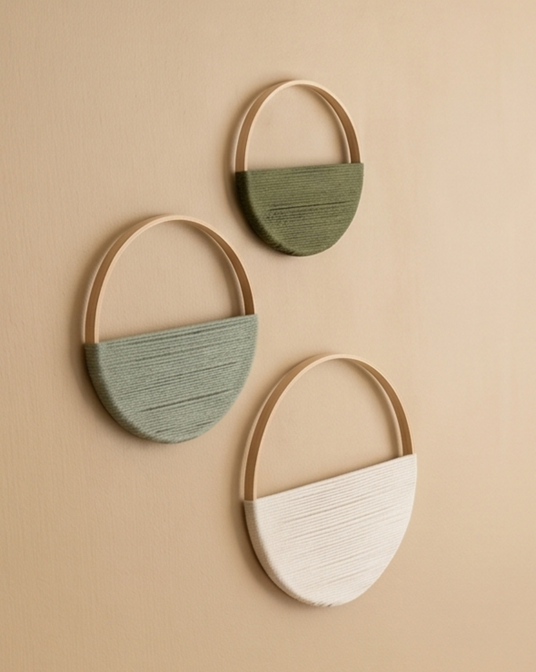 Macramé wanddecoratie set van 3 – bamboe hoepels