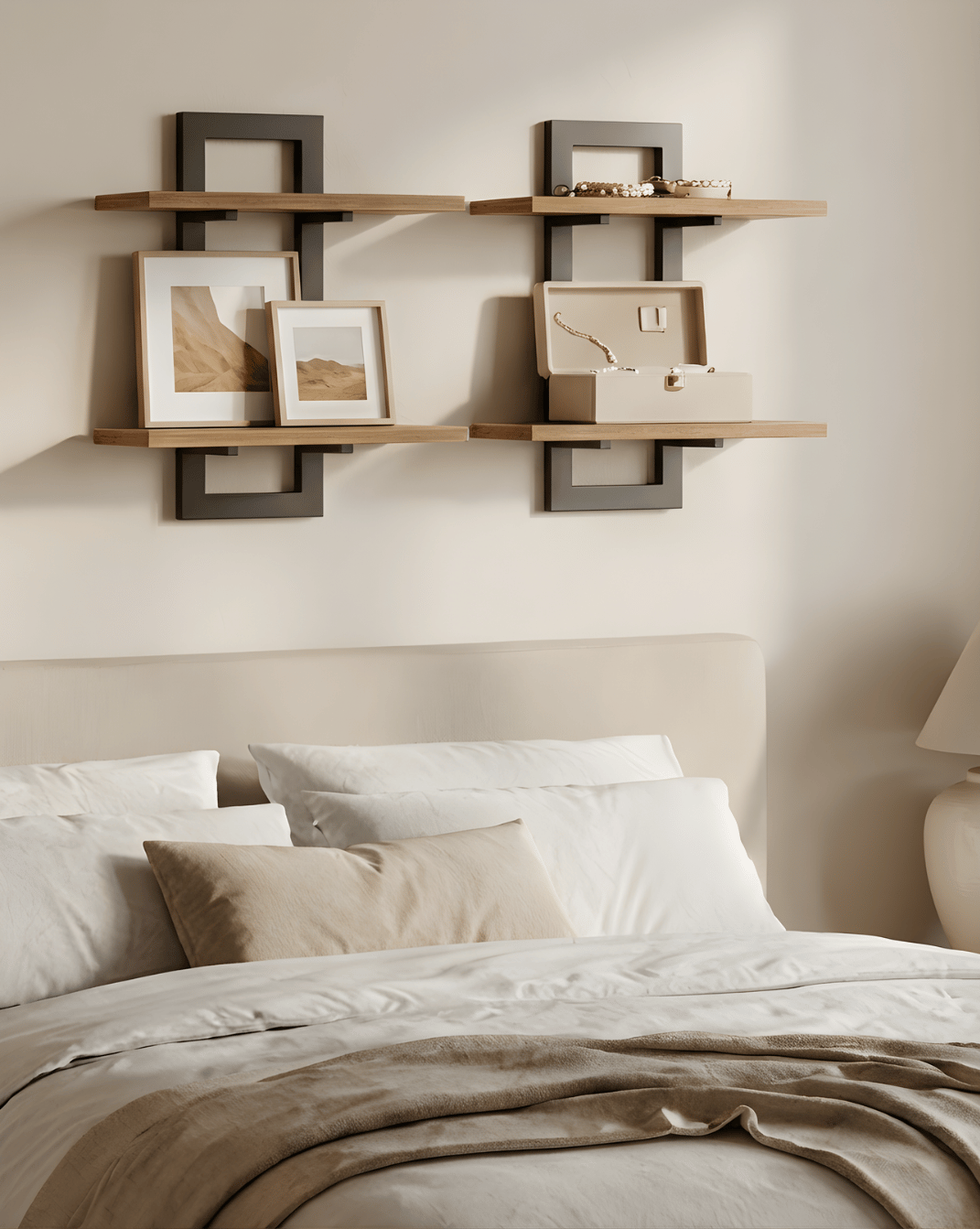 Wandplank 2-laags – hout met metalen beugels