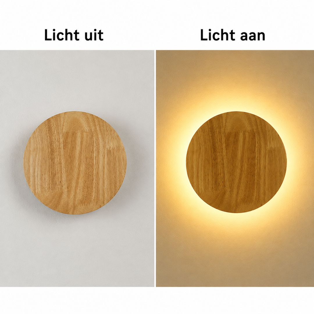Wandlamp van hout voor binnen – 19 of 25 cm