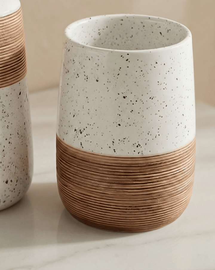 Badkamerset 2-delig – keramiek met bamboemotief, 18 cm