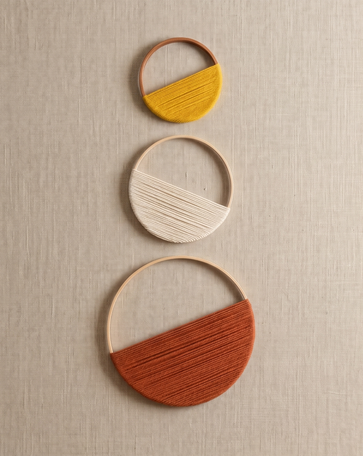 Macramé wanddecoratie set van 3 – bamboe hoepels