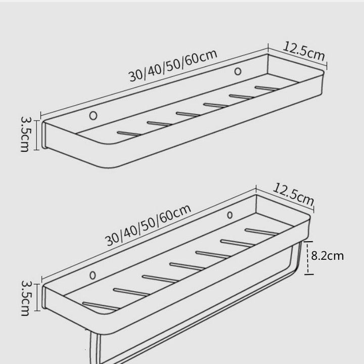 Badkamerplank zelfklevend – aluminium, 30 tot 50 cm