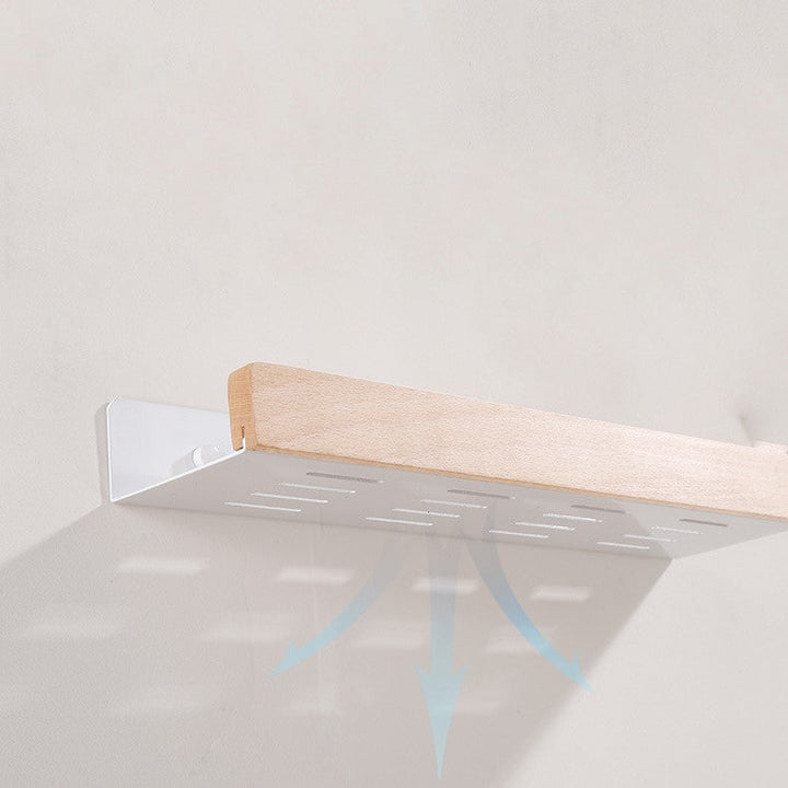 Doucherek met zuignappen – hout en kunststof, 40 cm