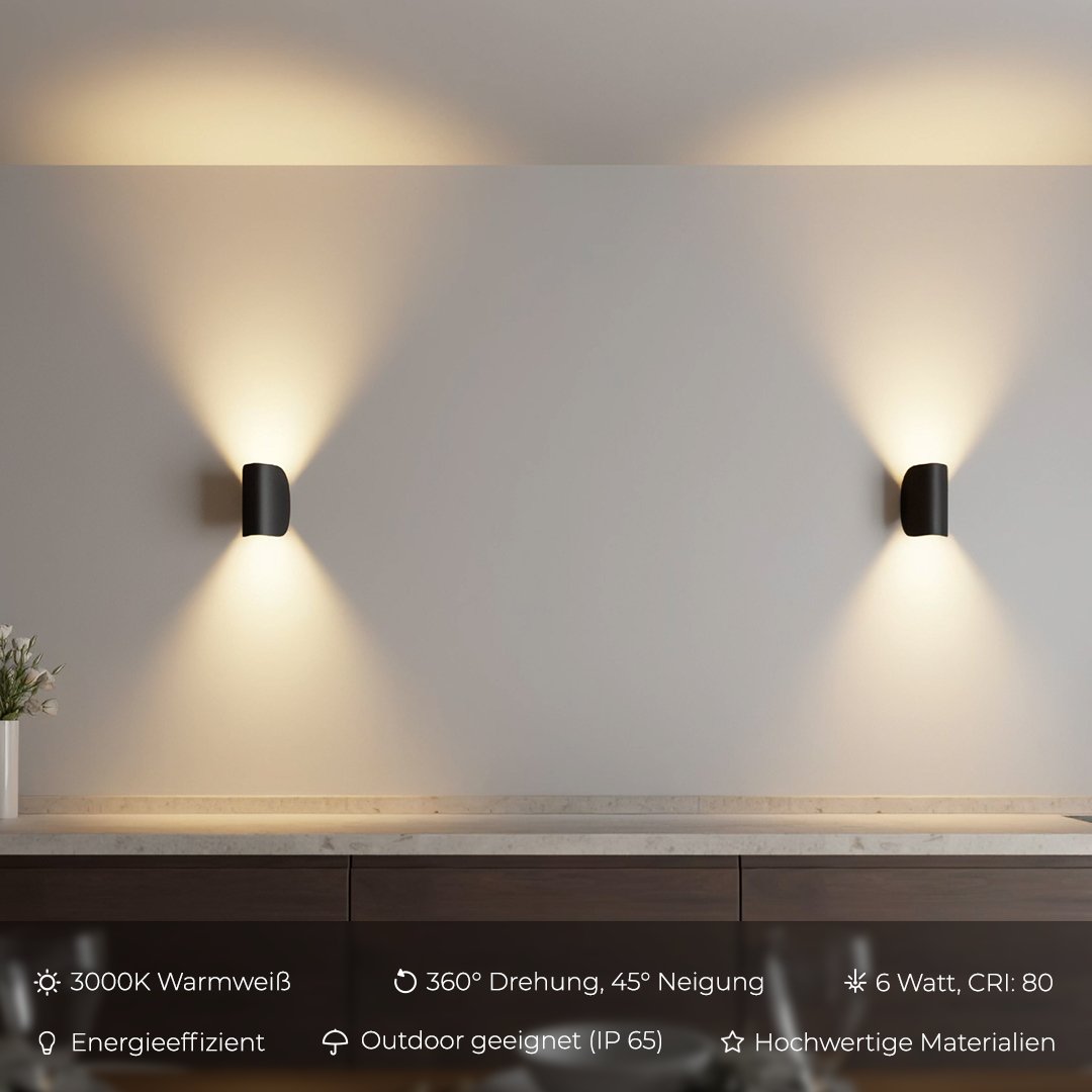 Draaibare wandlamp IP65 – aluminium, 20 cm