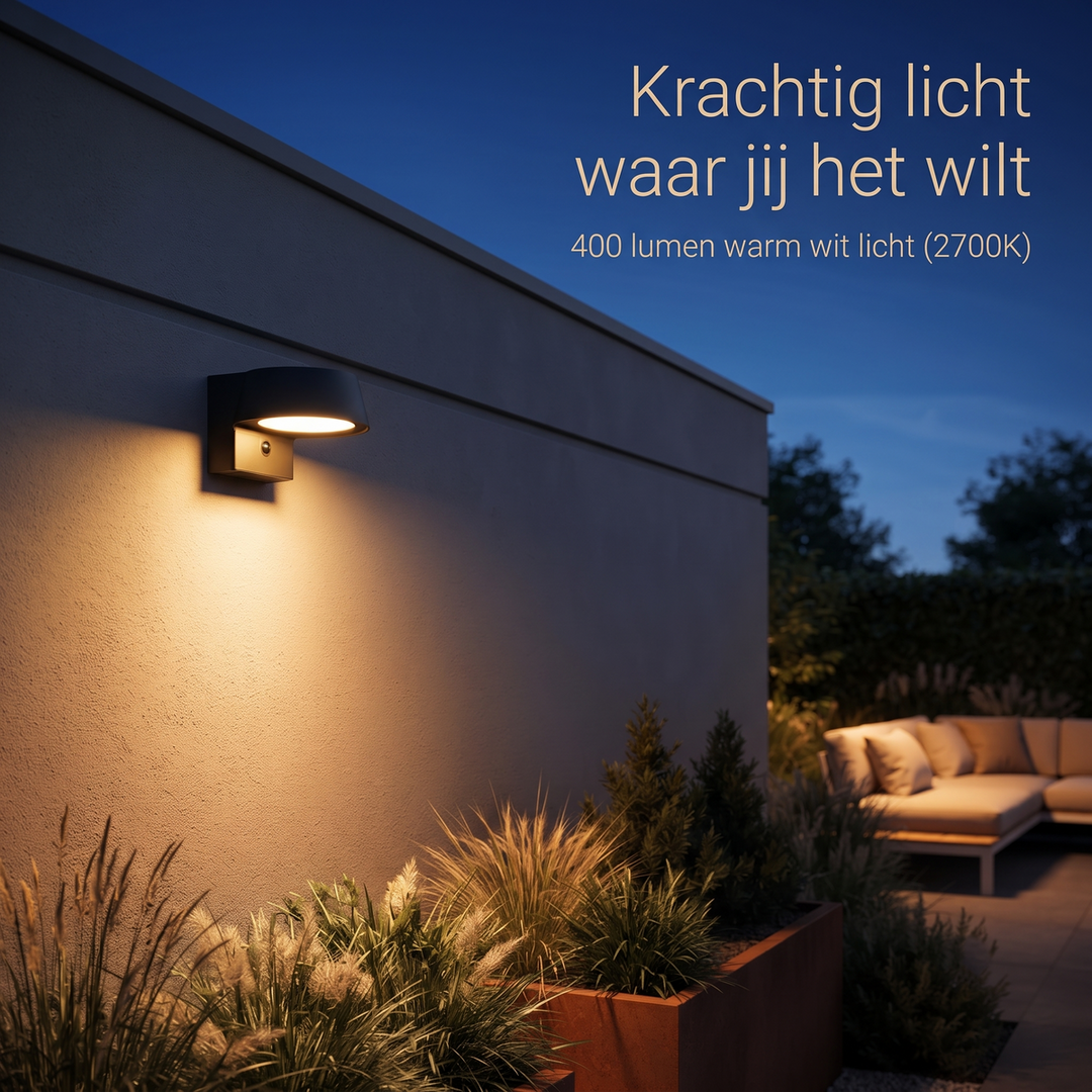Solar wandlamp met bewegingssensor – 400 lumen, IP44
