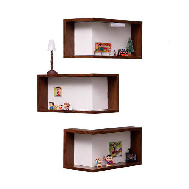 Wandhoekrek 3-laags – massief hout, bruin, 40 cm