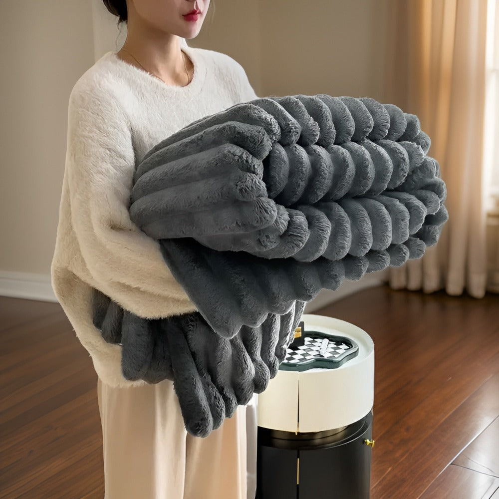 Pluche plaid – imitatie-lamsvacht en koraalfleece, vijf maten