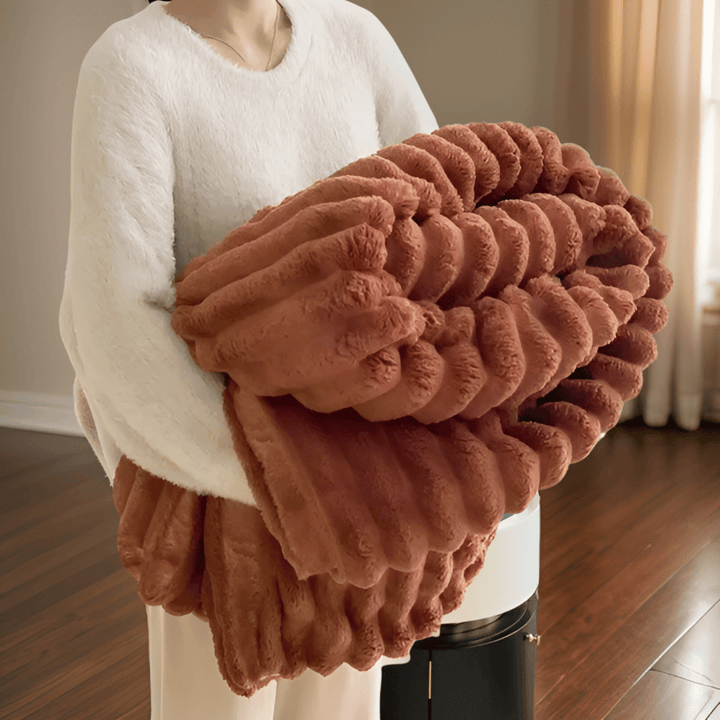 Pluche plaid – imitatie-lamsvacht en koraalfleece, vijf maten