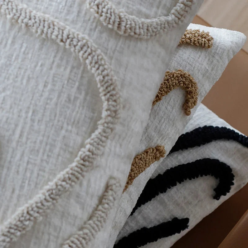 Kussenhoes chenille met geometrisch reliëf – 45 x 45 cm