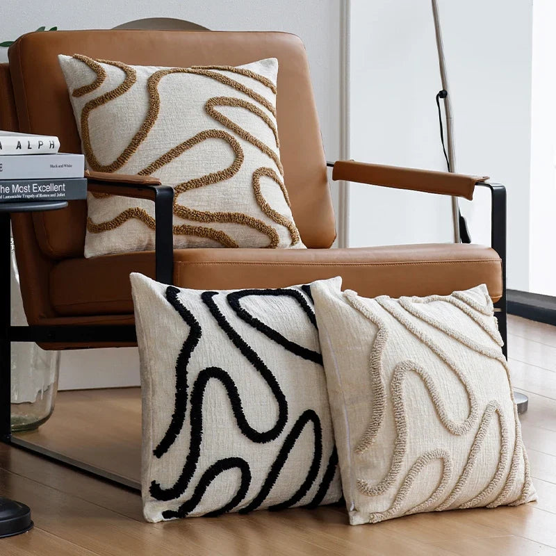 Kussenhoes chenille met geometrisch reliëf – 45 x 45 cm