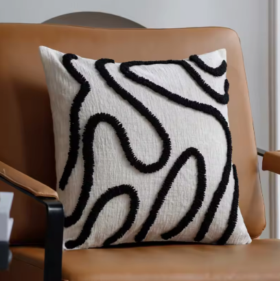 Kussenhoes chenille met geometrisch reliëf – 45 x 45 cm