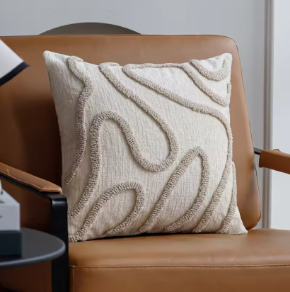 Kussenhoes chenille met geometrisch reliëf – 45 x 45 cm