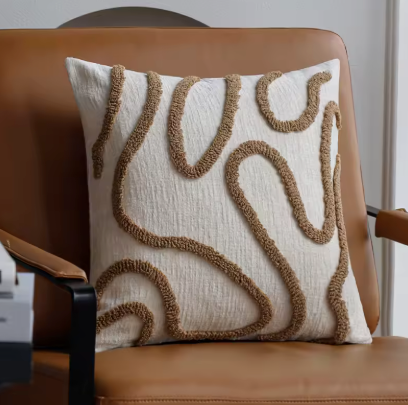 Kussenhoes chenille met geometrisch reliëf – 45 x 45 cm